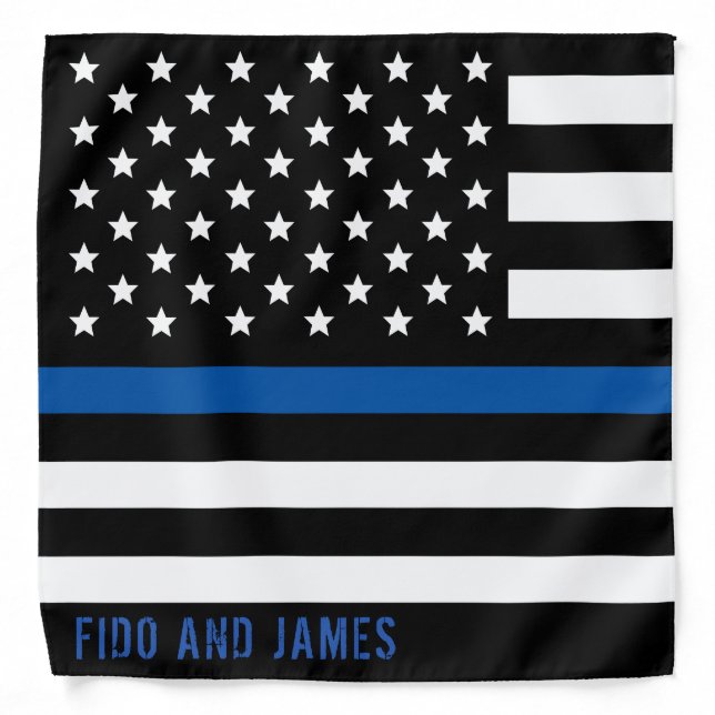 Police Thin Blue Line American Flag Add Name Bandana (Front)