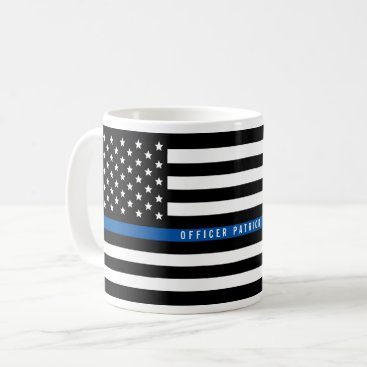 Police Thin Blue Line American Flag Add Name Coffee Mug Police Thin Blue Line American Flag Add Name Coffee Mug
