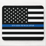 Police Thin Blue Line American Flag Add Name Mouse Pad<br><div class="desc">Show your support with this black and white police thin blue line American flag mouse pad.  Personalize by replacing sample name with your own officer's name.</div>