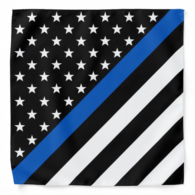 Police Thin Blue Line American Flag Bandana (Front)