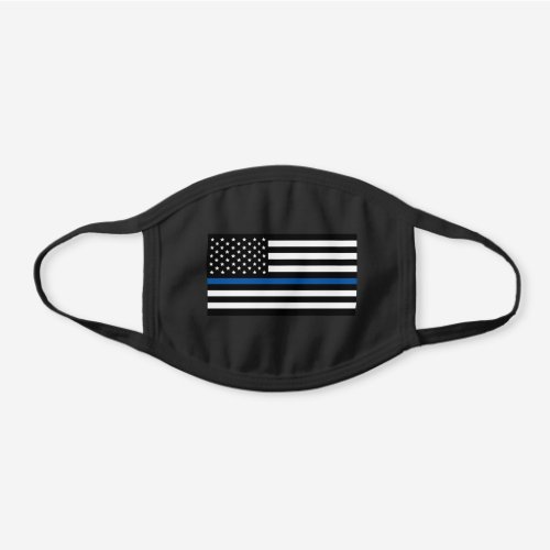 Police Thin Blue Line American Flag Black Cotton Face Mask