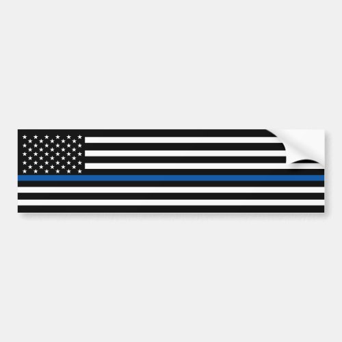 Police Thin Blue Line American Flag Bumper Sticker