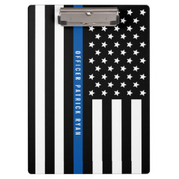 Police Thin Blue Line American Flag Custom Name Clipboard