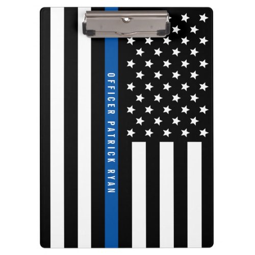 Police Thin Blue Line American Flag Custom Name Clipboard