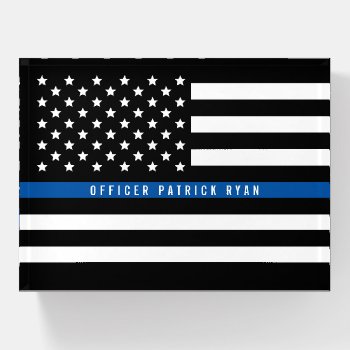 Police Thin Blue Line American Flag Custom Name Paperweight by ilovedigis at Zazzle