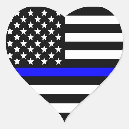 Download Police Thin Blue Line American Flag Heart Sticker | Zazzle.com