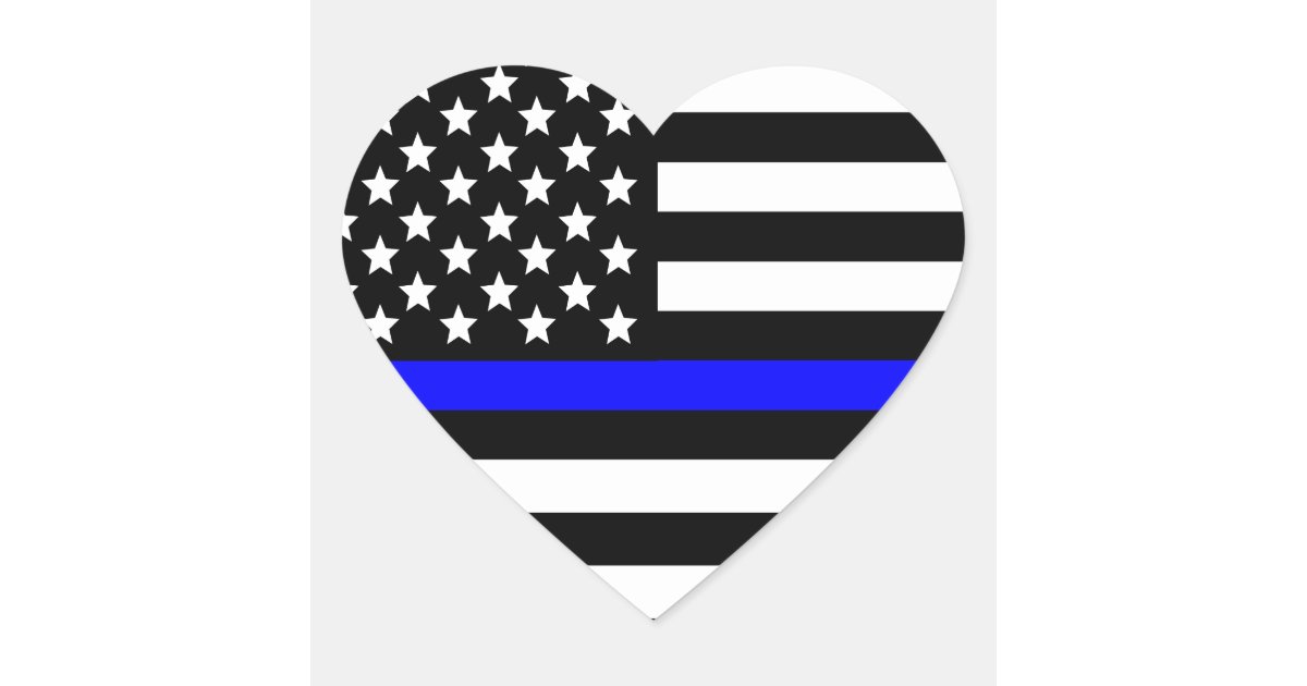 Download Police Thin Blue Line American Flag Heart Sticker | Zazzle.com