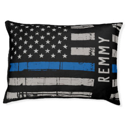 Police Thin Blue Line American Flag K9 Officer Dog Pet Bed