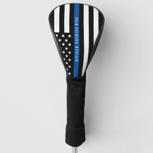Police Thin Blue Line American Flag Monogram Golf Head Cover
