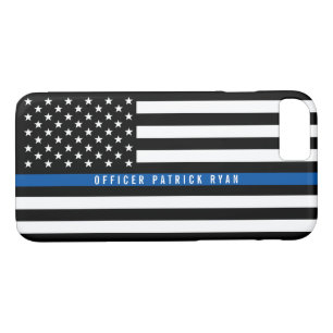 Police Thin Blue Line American Flag Monogrammed iPhone 8/7 Case
