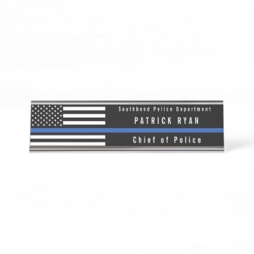 Police Thin Blue Line American Flag Monogrammed Desk Name Plate Police Thin Blue Line American Flag Monogrammed Desk Name Plate