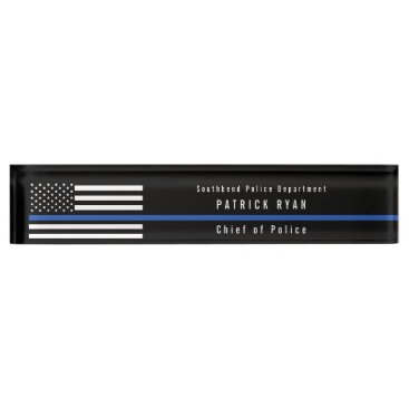 Police Thin Blue Line American Flag Monogrammed Desk Name Plate Police Thin Blue Line American Flag Monogrammed Desk Name Plate