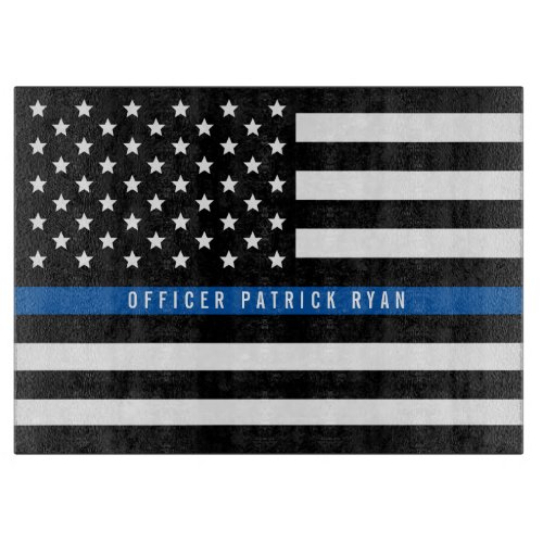 Police Thin Blue Line American Flag Name Cutting Board