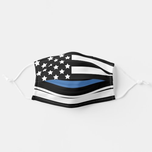 Police Thin Blue Line American Flag Officer Adult Cloth Face Mask