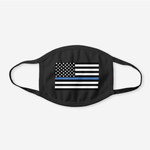 Police Thin Blue Line American Flag Officer Black Cotton Face Mask