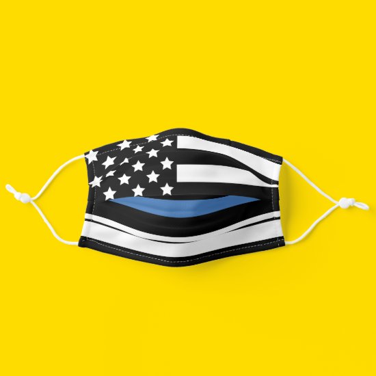 Police Thin Blue Line American Flag Officer Cloth Face Mask