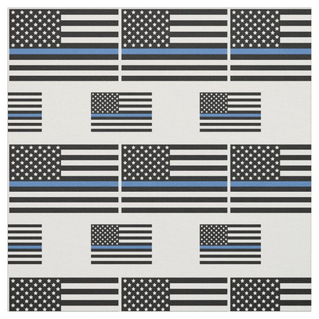 Police Thin Blue Line American Flag Officer Fabric (Swatch)