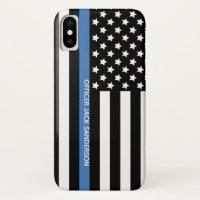 Police Thin Blue Line American Flag Officer Name