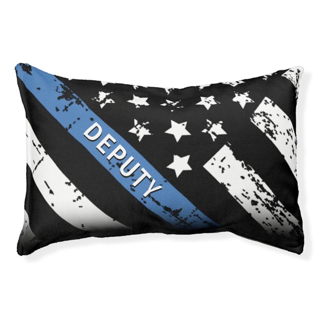 Police Thin Blue Line American Flag Officer Pet Bed (Front)