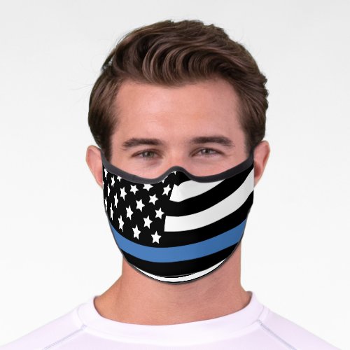 Police Thin Blue Line American Flag Officer Premium Face Mask