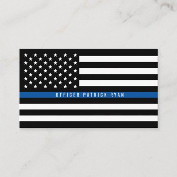 Police Thin Blue Line American Flag Professional Business Card by ilovedigis at Zazzle