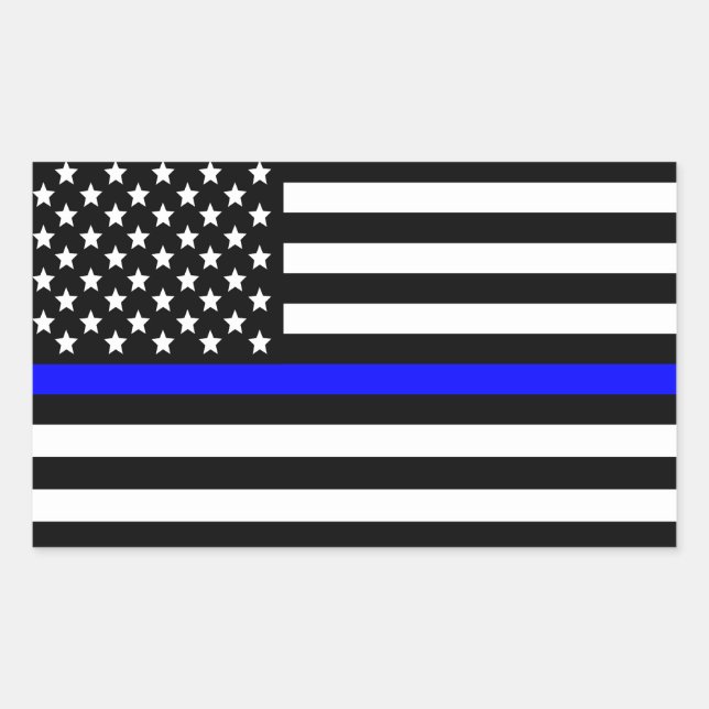 Police Thin Blue Line American Flag Rectangular Sticker (Front)