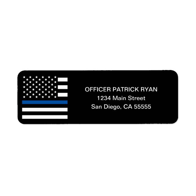 Police Thin Blue Line American Flag Return Address Label (Front)