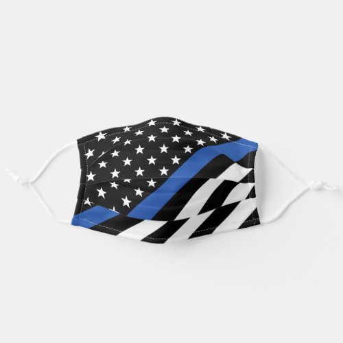 Police Thin Blue Line American Flag Stars Stripes Adult Cloth Face Mask