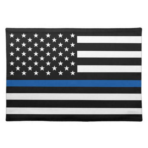 Police Thin Blue Line American Flag Stars Stripes Cloth Placemat