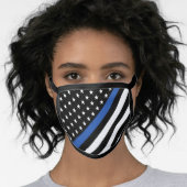 Police Thin Blue Line American Flag Stars Stripes Face Mask (Worn Her)