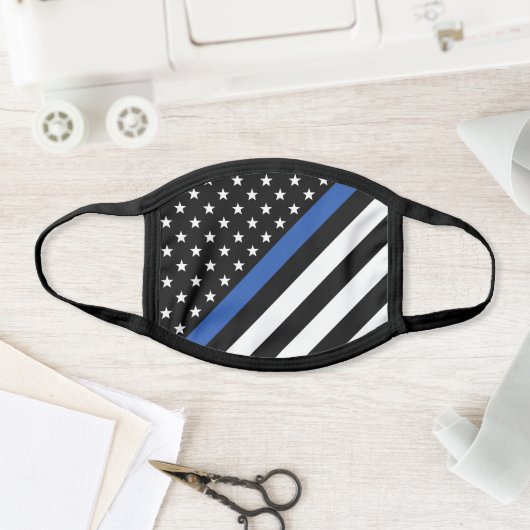 Police Thin Blue Line American Flag Stars Stripes Face Mask (Insitu)