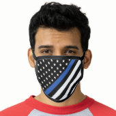 Police Thin Blue Line American Flag Stars Stripes Face Mask (Worn Him)