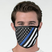 Police Thin Blue Line American Flag Stars Stripes Face Mask (Worn Him)