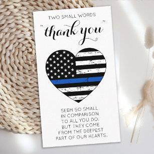 Police Thin Blue Line American Flag Thank You Business Card