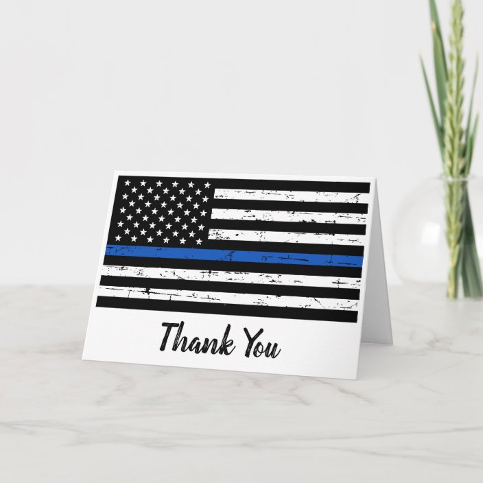 Police Thin Blue Line American Flag Thank You Card | Zazzle.com