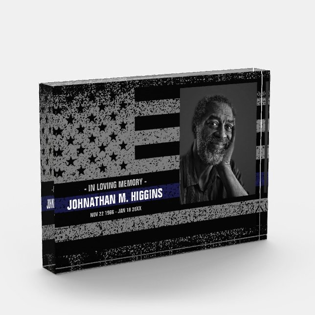 Police Thin Blue Line American In Loving Memory Ac Acrylic Award (Left)