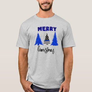 Police Thin Blue Line Christmas Tree T-Shirt