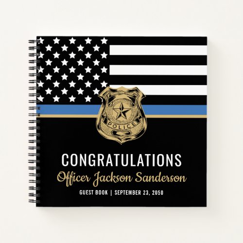 Police Thin Blue Line Congrats Retirement Guest Notebook