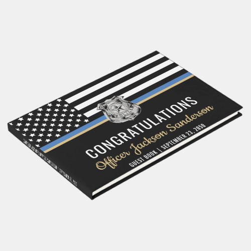 Police Thin Blue Line Congratulations Retirement Guest Book