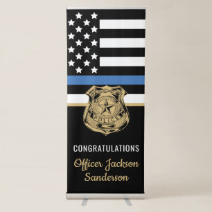 Police Thin Blue Line Congratulations Retirement Retractable Banner