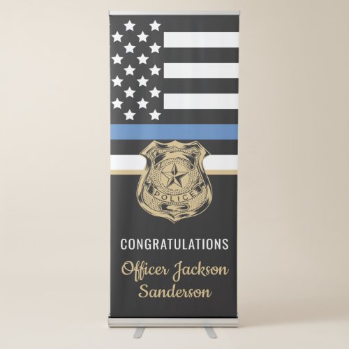 Police Thin Blue Line Congratulations Retirement Retractable Banner