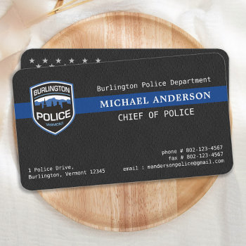 Police Thin Blue Line Custom Logo Law Enforcement Business Card by BlackDogArtJudy at Zazzle