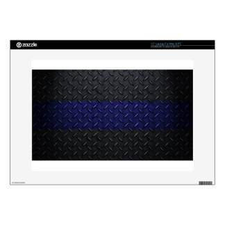 Police Thin Blue Line Diamond Plate Decal For 15" Laptop