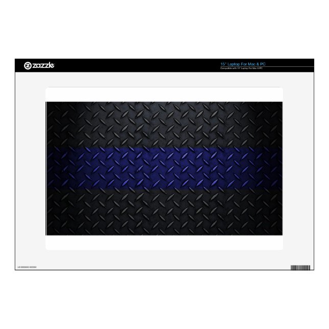 Police Thin Blue Line Diamond Plate Decal For 15" Laptop (Product)