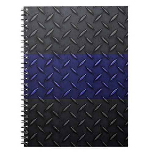 Police Thin Blue Line Diamond Plate Design Notebook