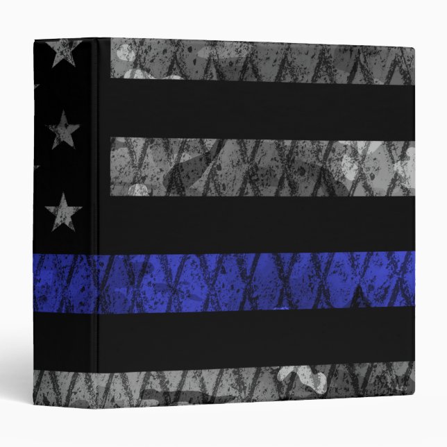 Police Thin Blue Line Flag 3 Ring Binder (Front/Spine)