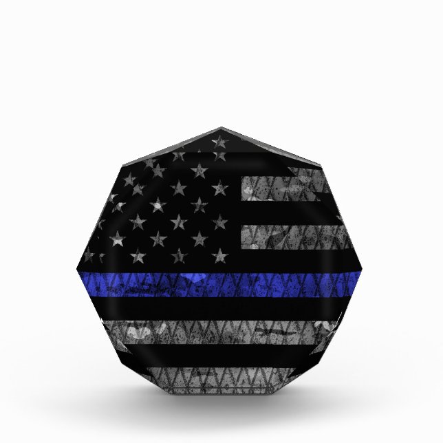 Police Thin Blue Line Flag Acrylic Award (Front)