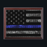Police Thin Blue Line Flag Award Plaque<br><div class="desc">Police Thin Blue Line Flag</div>