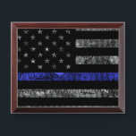 Police Thin Blue Line Flag Award Plaque<br><div class="desc">Police Thin Blue Line Flag</div>