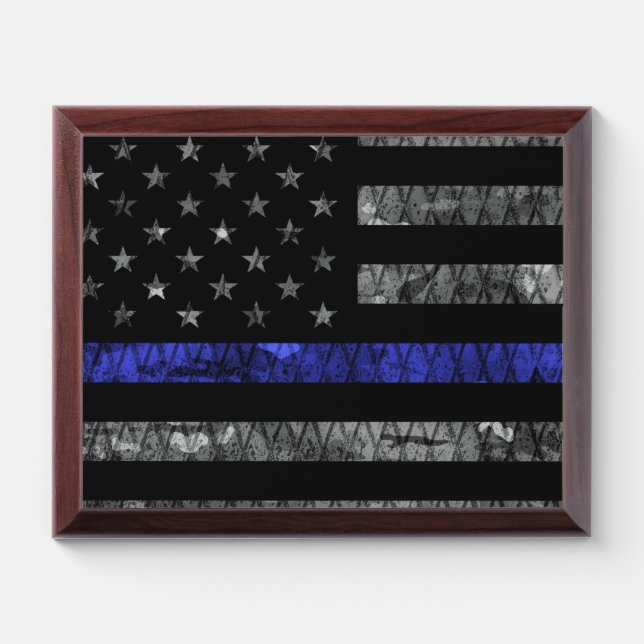 Police Thin Blue Line Flag Award Plaque (Horizontal)